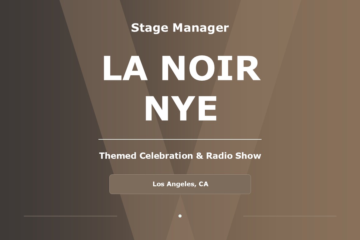 Title card for Shawna Voragen’s stage managing work on LA Noir NYE.