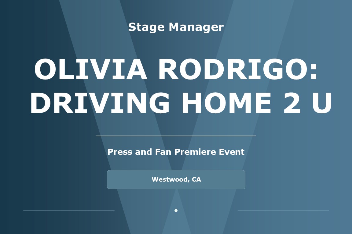 Title card for Shawna Voragen’s stage managing work on Olivia Rodrigo: Driving Home 2 U.