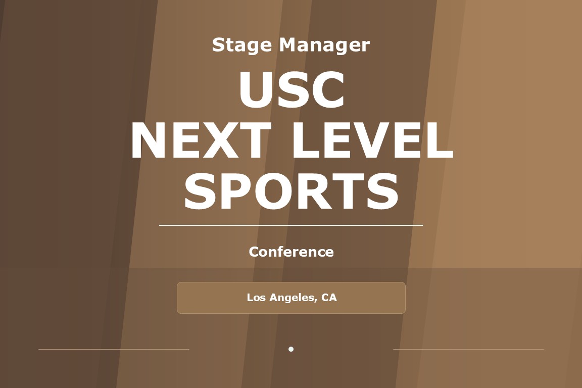 Title card for Shawna Voragen’s stage managing work on USC Next Level Sports.